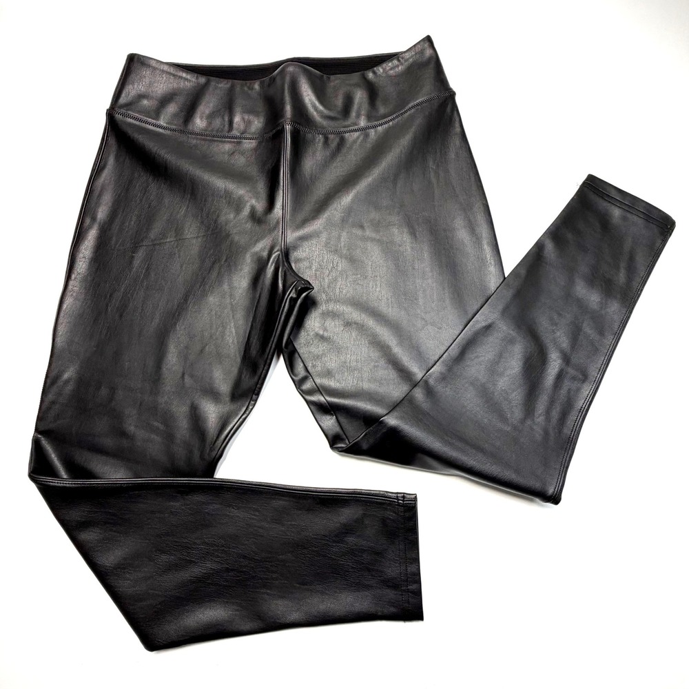 Nordstrom Faux Leather Leggings Black Stretch‎ High Rise Size L